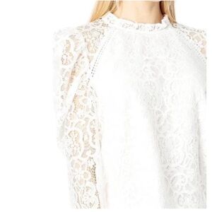Lilly Pulitzer Averi White Puff Sleeve Top Elegant White Lace Blouse